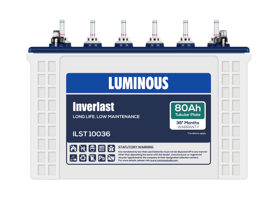 Luminous 80Ah Tubular Inverter Battery for Home UPS